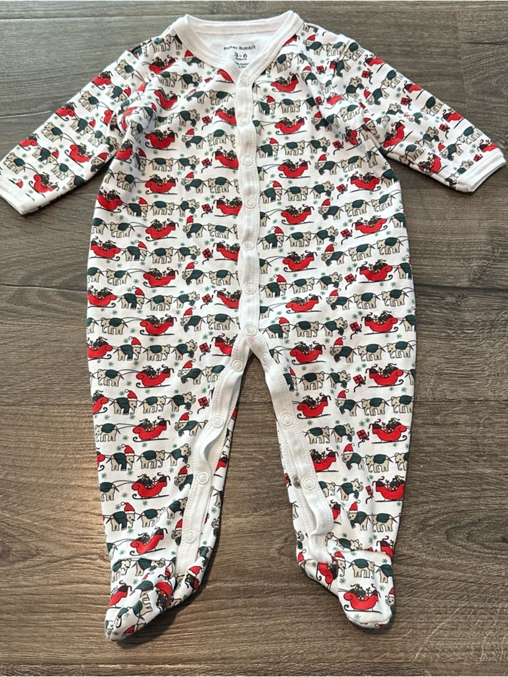 Roller Rabbit Footed Pajamas Christmas Holiday 3-6m Baby Boy Girl